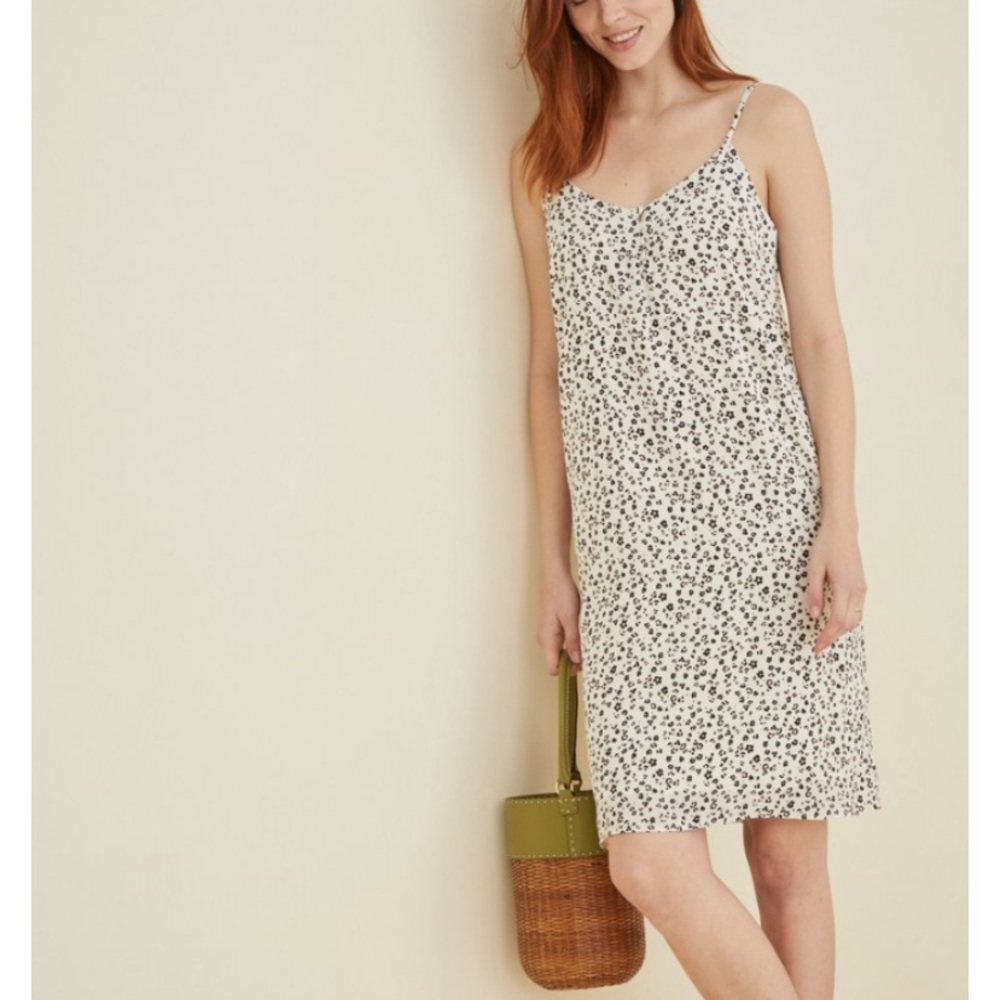Floral print silk slip dress like new